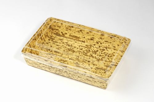 竹皮紙容器 PTY-163-O-FT ふた付　50枚パック 存在感 弁当 惣菜 お菓子