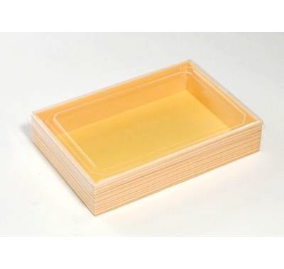 弁当・寿司向け｜発泡素材 折箱容器〈木目柄〉｜軽量・保冷｜60個パック｜WSW-420