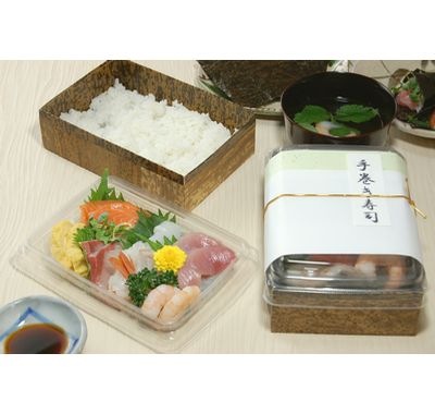 竹皮貼 ハイブリッドBOX MXHB-6-2DS 外かん合 ふた付 満足感 丼 弁当 寿司