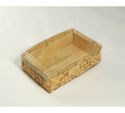 竹皮ｱｼﾞﾛ貼容器 TAHB-1H ふた付　【アウトレット】 *在庫限り *発送までに数日かかります