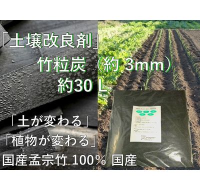竹粒炭（約3 mm） 土壌改良材｜国産竹 透水性・保水性・脱臭｜約30 L