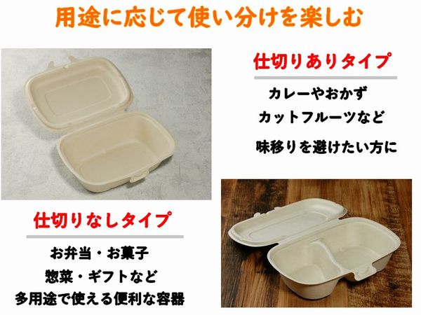 バガス モールド容器（3つ仕切り付き・蓋付）｜弁当・惣菜向け｜環境配慮エコ紙容器｜150個パック｜SGP-221