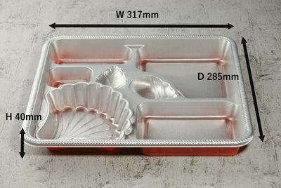 仕出し容器 DX仕切 R-16-M ふた付 20枚パック 317×285×40mm HIPS 大容量 弁当/オードブル