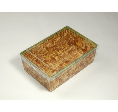 竹皮紙BOX｜弁当・惣菜向け 売り場映え｜ (FA-410F透明高蓋付）PTAB-170H