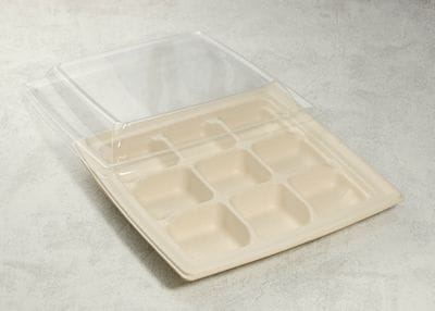 モールド容器 SGP-240-9S-FT 9つ仕切り ふた付 50個パック バカス 弁当 オードブル