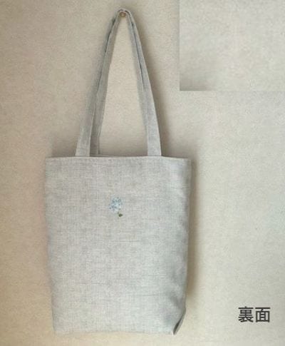 あじさいと猫の刺繍ハンドメイドバッグ　AJT-1