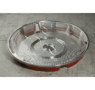 寿司容器 DXすし桶5 ふた付 10枚パック φ380×45mm HIPS すし5人前/オードブル