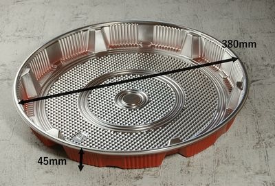 寿司容器 DXすし桶5 ふた付 10枚パック φ380×45mm HIPS すし5人前/オードブル