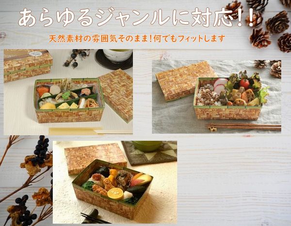 竹皮紙容器 PTAY-197HU 一体型 素材感 弁当 惣菜