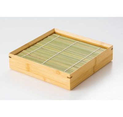 炭化麺皿 正角 19477 器 竹 ザル そば 天ぷら 