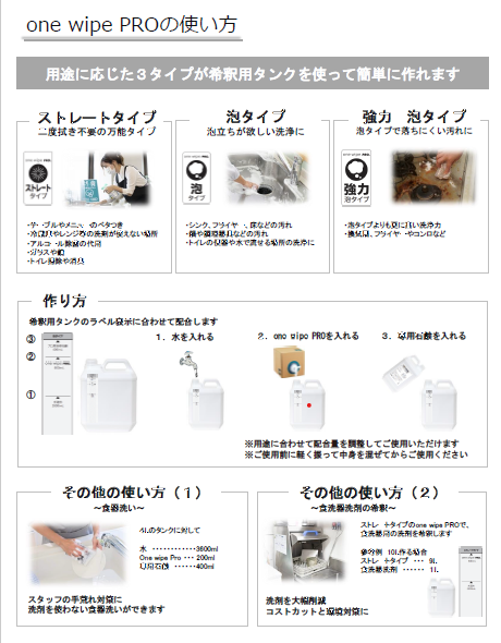 ミストスプレーボトル 400ml　容器のみ one wipe pro （ワン ワイプ プロ）