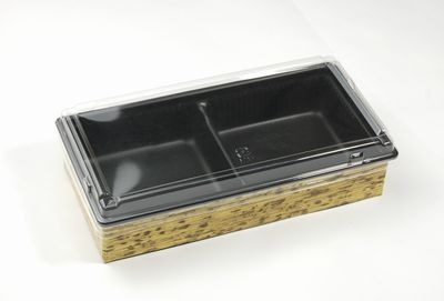 ワンプラ折 TPO-20-10-2BK 蓋 二つ仕切トレー付 50枚パック 印象 惣菜 弁当 菓子