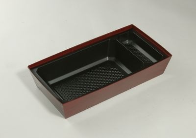 はり箱 PHR-209-FT 朱 （50枚パック） 中仕切り 透明ふた付 紙 テイクアウト 高級 惣菜/弁当箱