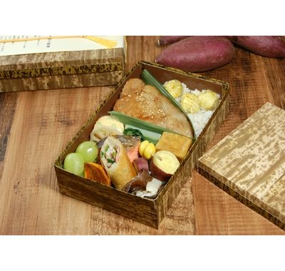 竹皮貼 ハイブリッド容器 裏黒｜加工品・特産品ギフト・弁当・そば用｜MXH-210H-BK