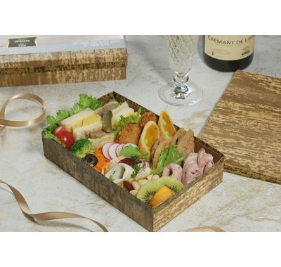 竹皮貼 ハイブリッド容器 裏黒｜加工品・特産品ギフト・弁当・そば用｜MXH-210H-BK