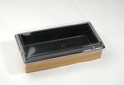 物販・催事用 高級 折詰容器｜折箱仕様｜蓋 トレー付 50枚パック ワンプラ折 TMPO-20-10-BK