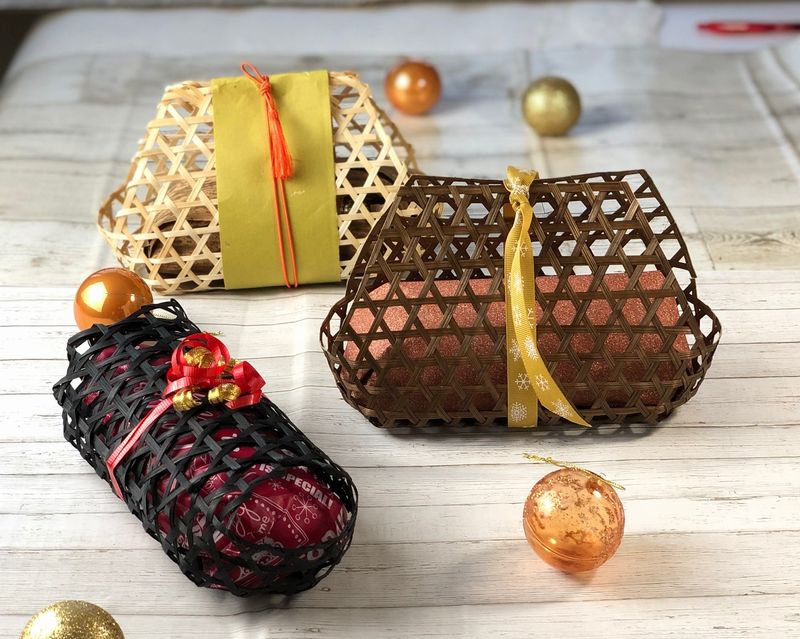 白竹六つ目包みかご　BWMR-230 上品 土産 雑貨 ギフト