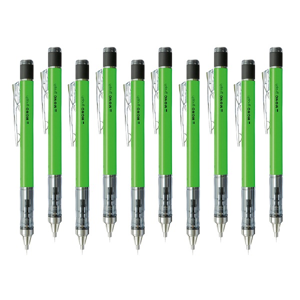 メール便対象】トンボ モノグラフシャープ ネオングリーン 10本セット