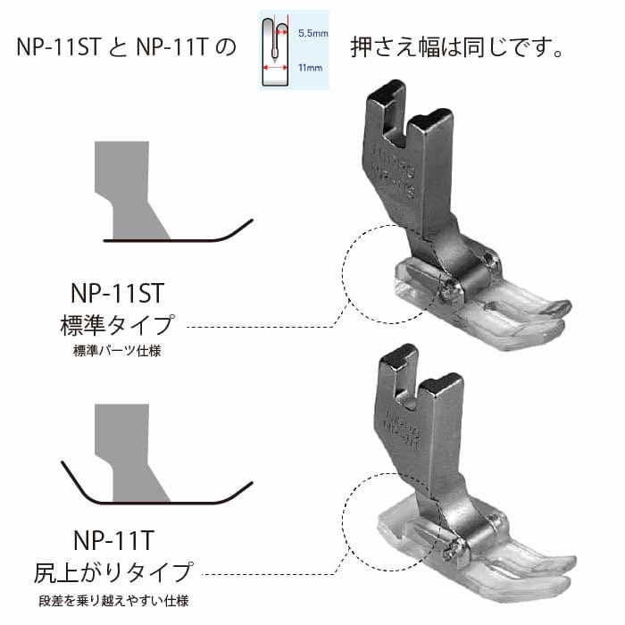 しっぽ NIPPO 本縫押え 透明プラスチック押え 尻上 NP-11T