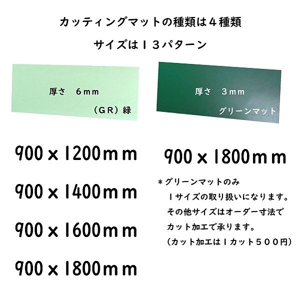 カッティングマット900×1600mm(クリアグリーン6mm厚)) | カット