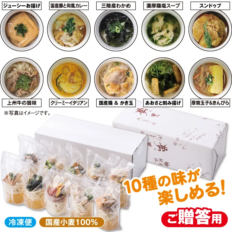 【本州のみ送料無料】<br>冷凍マグカップうどん（10食ギフト）