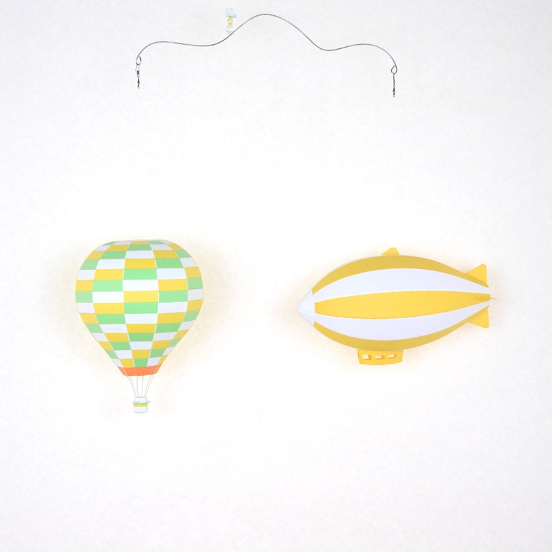 ペーパークラフトキット Mサイズデザインバルーン・飛行船 2個セット