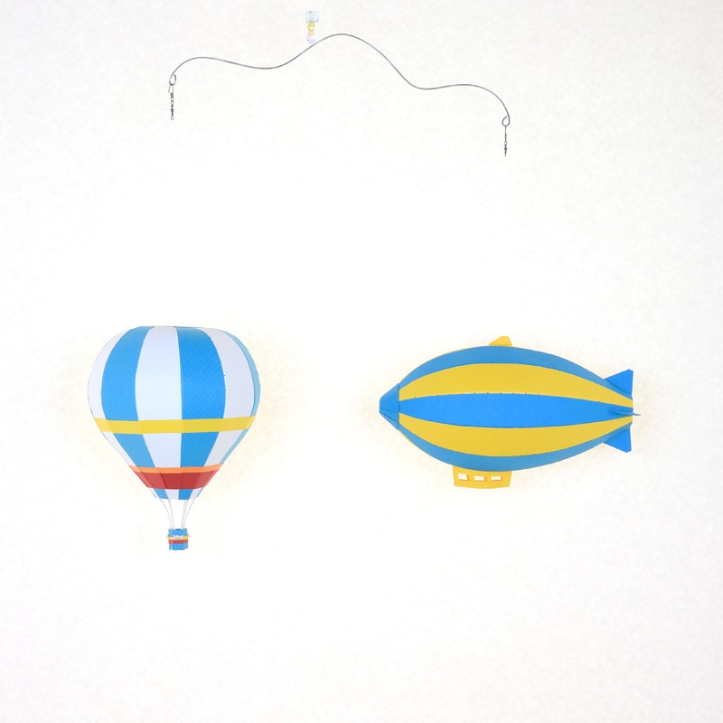 ペーパークラフトキット Mサイズデザインバルーン・飛行船 2個セット