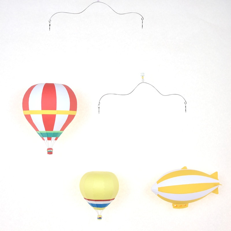ペーパークラフトキット S/Lサイズデザインバルーン・飛行船 3個セット