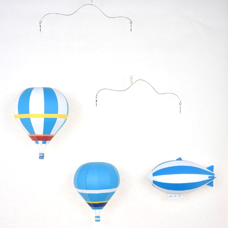 ペーパークラフトキット M/Lサイズデザインバルーン・飛行船 3個セット