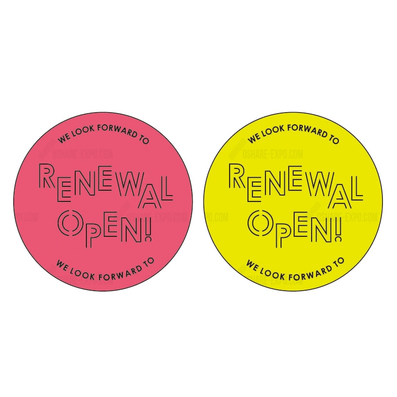 丸ポップ スイングPOP用シンプルデザイン  『リニューアルオープン』 2色展開（1セット10枚入り）