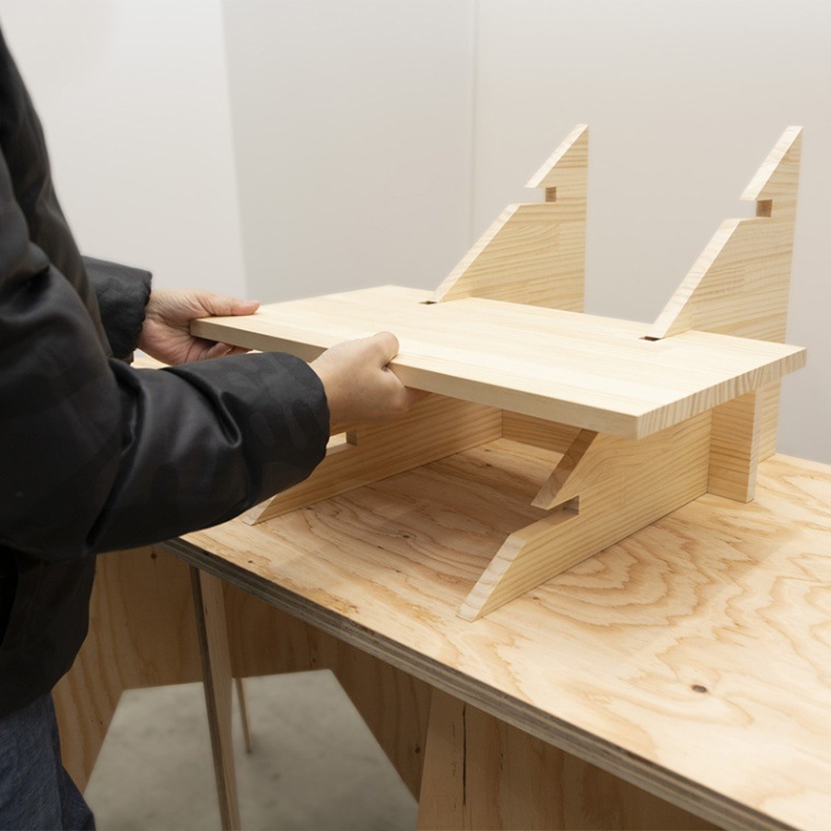 マルシェ3段ディスプレイラック単品(横型・パイン材) | ディスプレイ