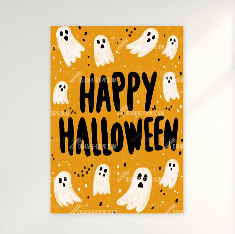 ハロウィンHALLOWEEN「クレヨン画ゴーストパーティー」ポップ・ポスター・アートパネル