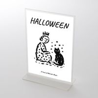 アクリルスタンドセット  ハロウィンHALLOWEEN「可愛い魔女と黒猫のシンプルイラスト」 ポップ