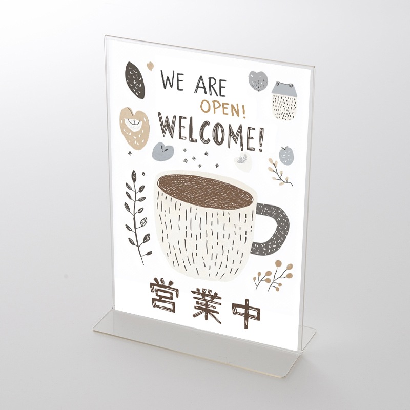 アクリルスタンドセット  飲食店向けデザイン「営業中」イラスト① ポップ