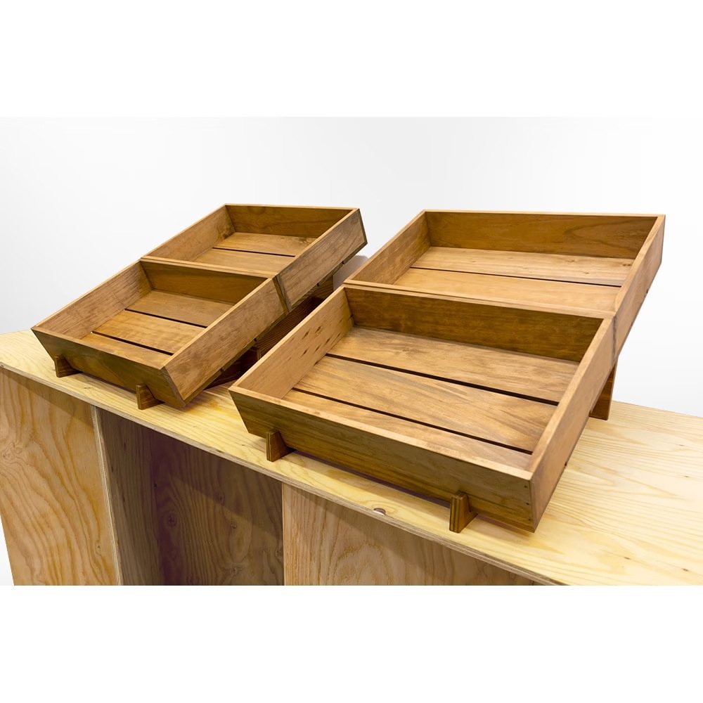 マルシェ什器2個セット(新素材レール×2,棚4個)