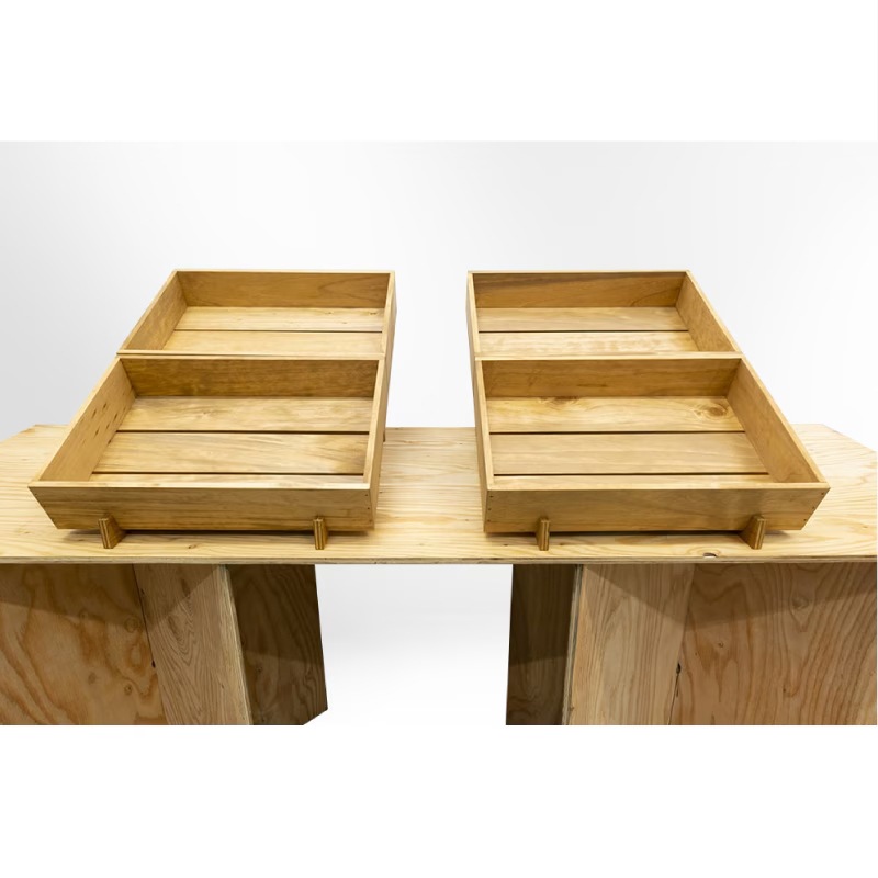 マルシェ什器2個セット(新素材レール×2,棚4個)