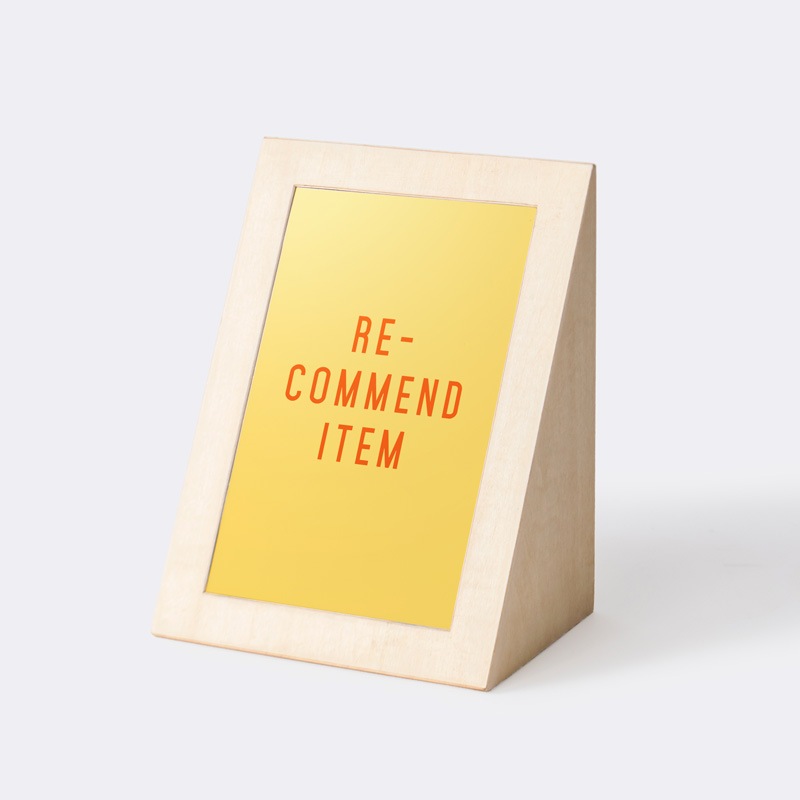 「RE-COMMEND ITEM」 木製 三角POP