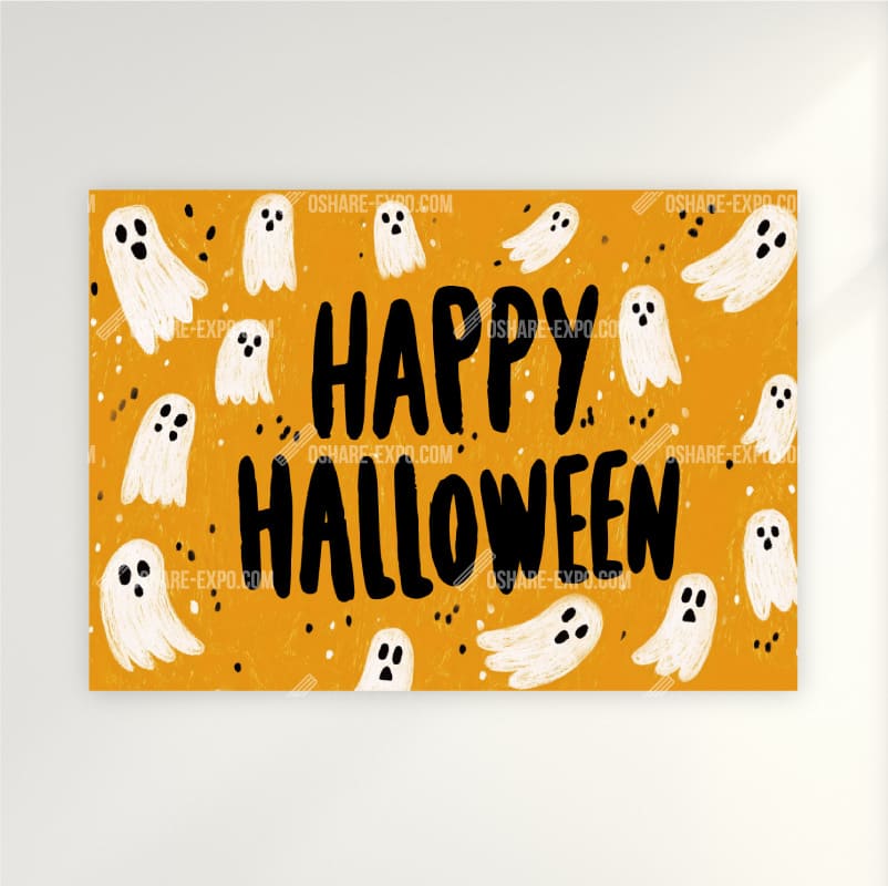 ハロウィンHALLOWEEN「クレヨン画ゴーストパーティー」ポップ・ポスター・アートパネル