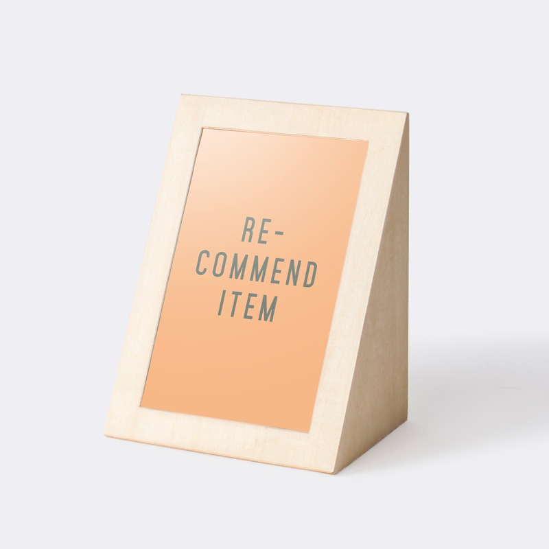 「RE-COMMEND ITEM」 木製 三角POP