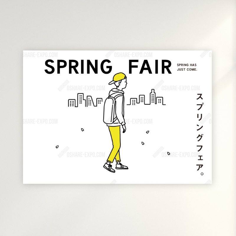 スプリングフェア 線画イラスト・男性 ポップ・ポスター