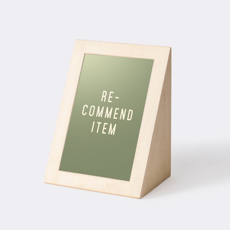 「RE-COMMEND ITEM」 木製 三角POP