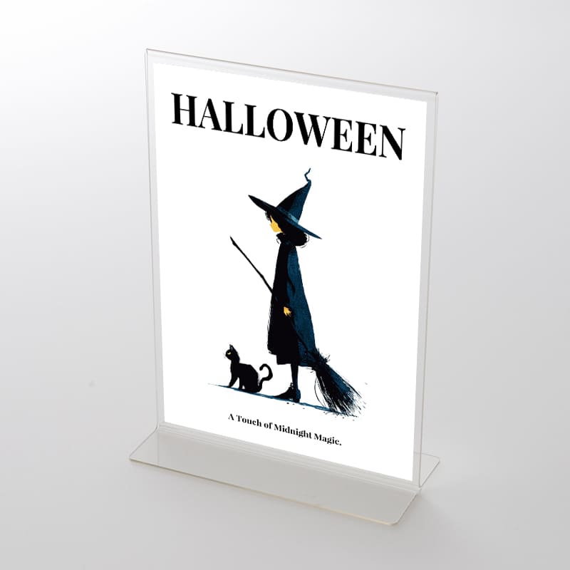 アクリルスタンドセット  ハロウィンHALLOWEEN「可愛い魔女と黒猫のイラスト」 ポップ
