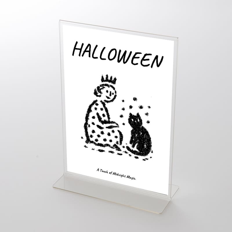アクリルスタンドセット  ハロウィンHALLOWEEN「可愛い魔女と黒猫のシンプルイラスト」 ポップ