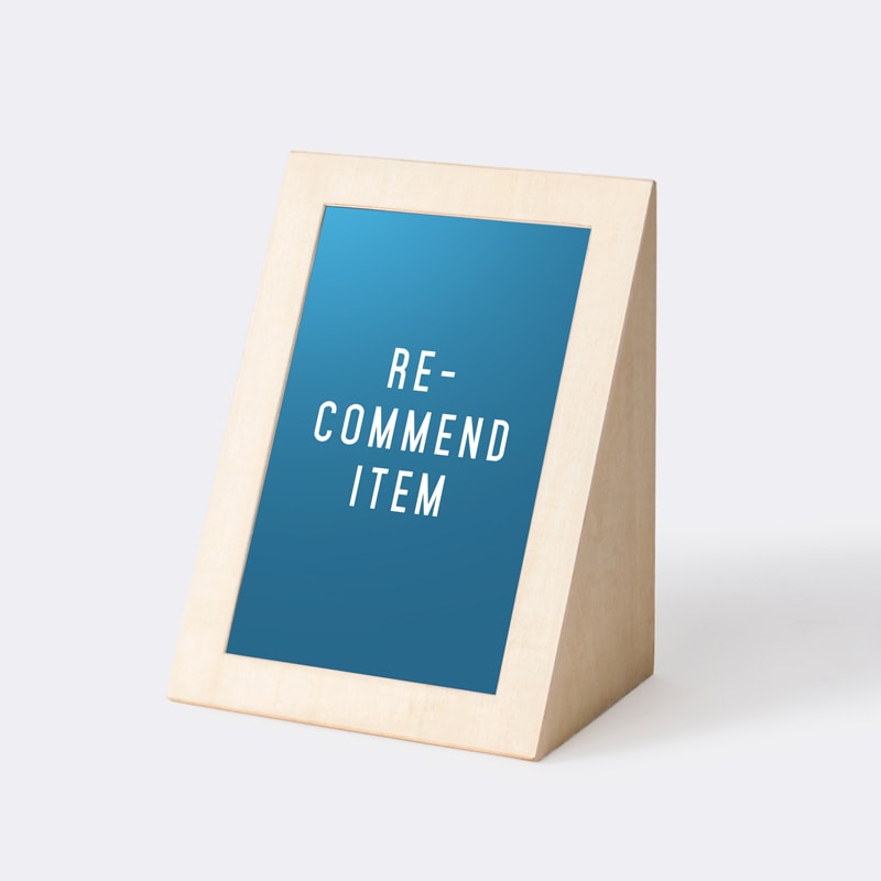 「RE-COMMEND ITEM」 木製 三角POP