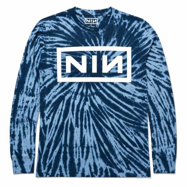 NINE INCH NAILS ロングスリーブTシャツ Logo-Dip Dye-Blue