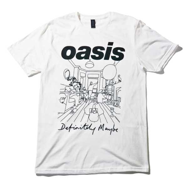 OASIS Tシャツ Definitely Maybe Line Drawing-White