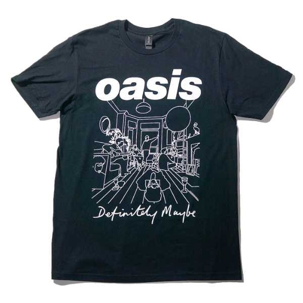 OASIS Tシャツ Definitely Maybe Line Drawing-Black