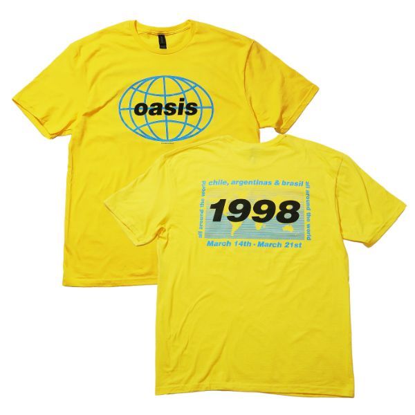 OASIS Tシャツ 1998 World Tour South America-Yellow