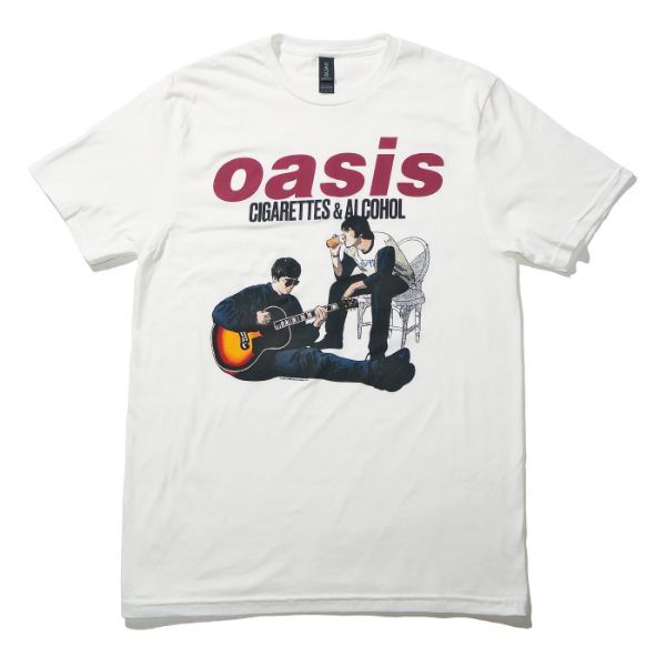 OASIS Tシャツ Cigarettes and Alcohol Illustration-White