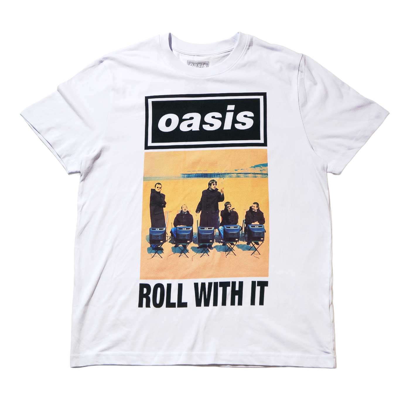 TAVIS UKロックTシャツ COLDPLAY oasis ブラー OASIS Tシャツ Roll With It Single Cover(Ex-Tour)-White | OSOMALO